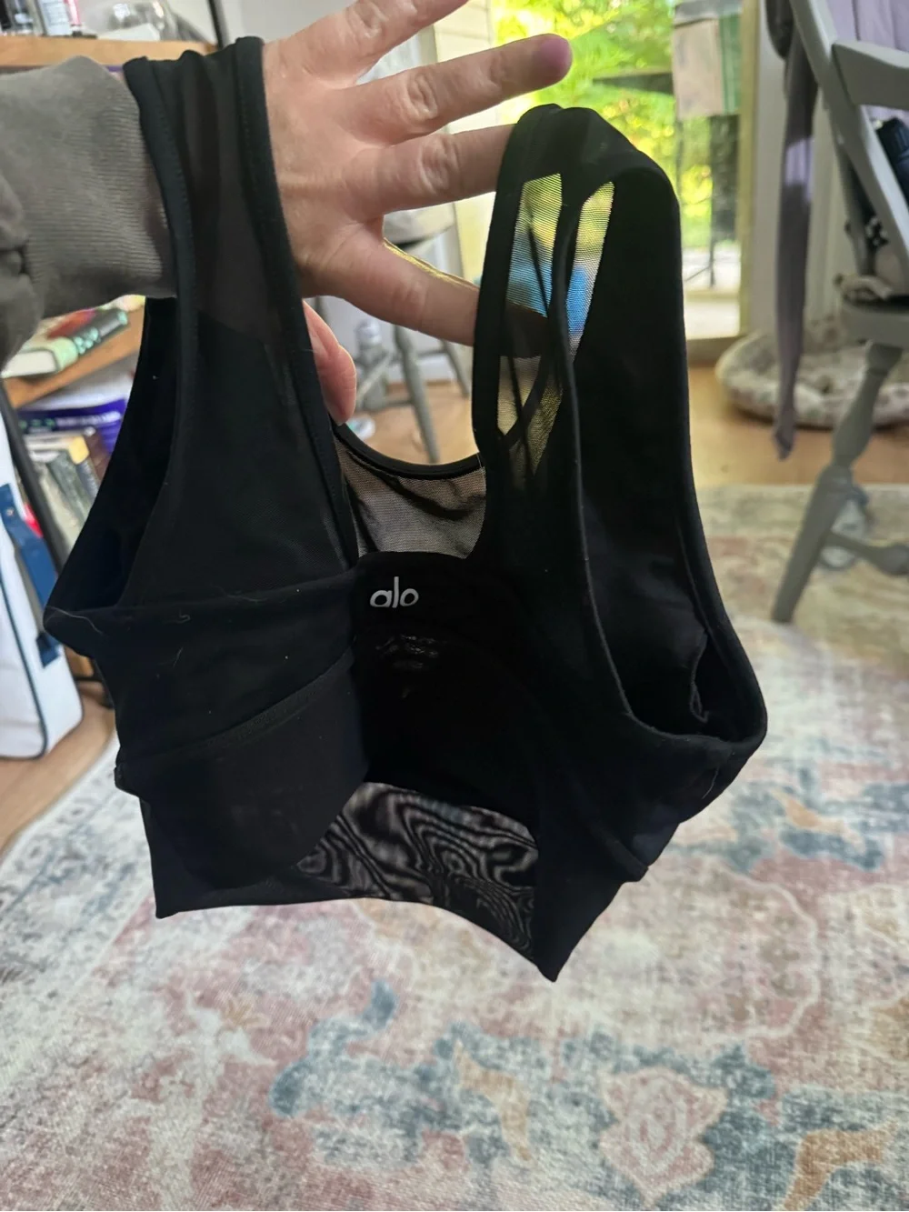 Women’s Black Seamless V-Neck mesh athleisure and Lounge Bralette